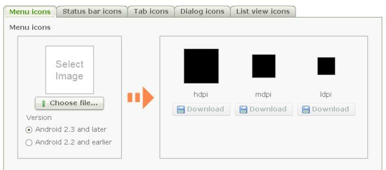 Generare Icone Online per Android con Android Icon Generator