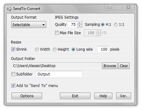 Convertire immagini dal tasto destro del mouse con SendTo Convert