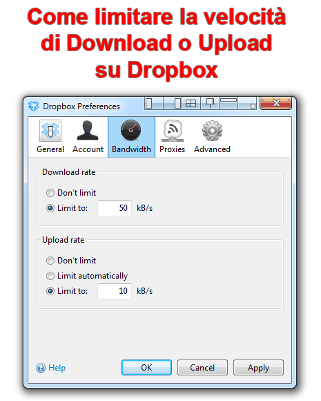 Dropbox Preferenze