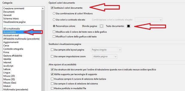 Preferenze Pdf Sfondo Nero