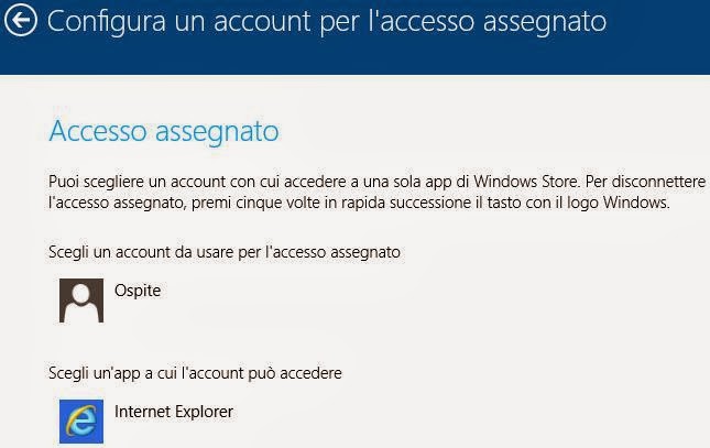 Configura Un Account Per Laccesso Assegnato Windows 8