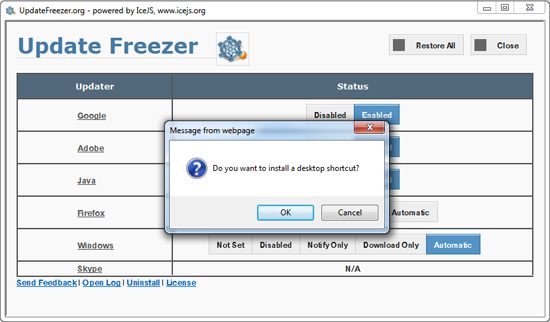 Update Freezer Desktop Shortcut