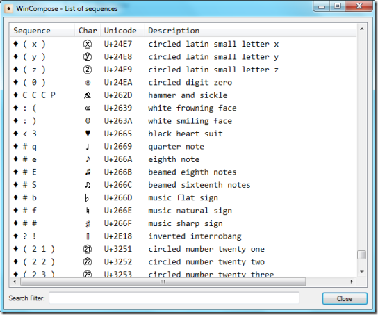 WinCompose SymbolList Thumb