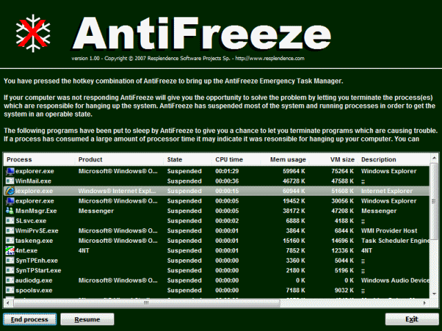 Antifreeze Screen