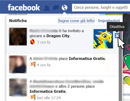 Disattivare Notifiche Facebook