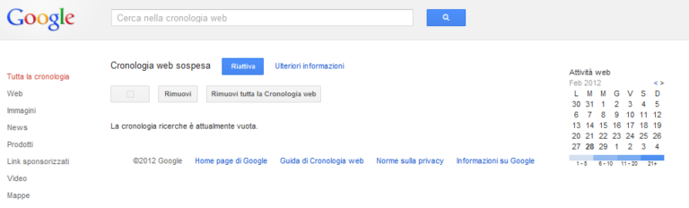 Cancellare la Cronologia ricerche di Google