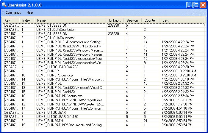 Vedere la Cronologia programmi Utilizzati con Userassist