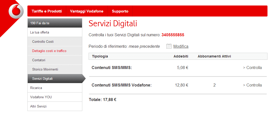 Come bloccare servizi in abbonamento Vodafone