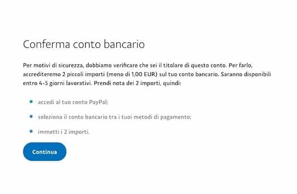 Come confermare il proprio conto bancario su PayPal